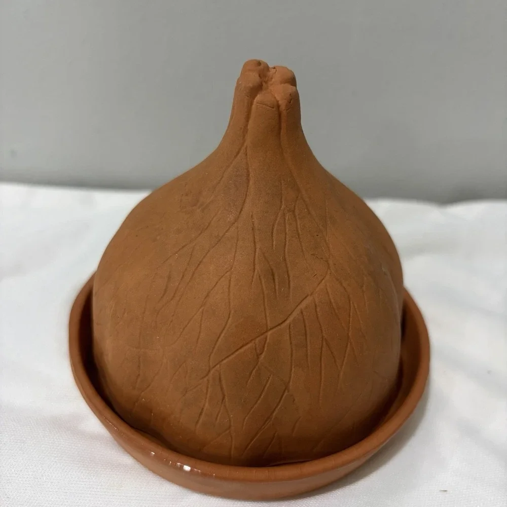 Rowoco Terra Cotta Garlic Roaster Baker Cooker‎ & Keeper Storage Set Vintage